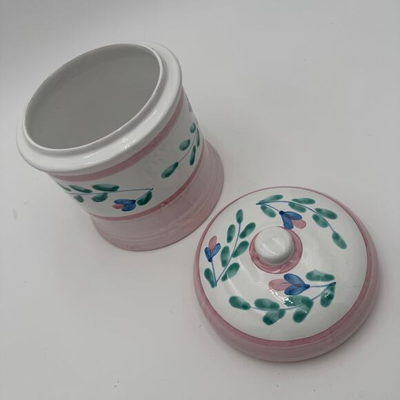Vintage Caleca Canister Pink Garland Made in Italy Handpainted - Picture 4 of 6